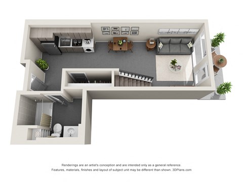 Floor plan for studio, 1 bath, 703 sqft